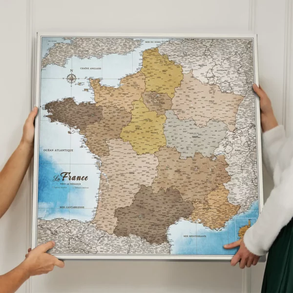 Frankreichkarte Blue Shades of brown