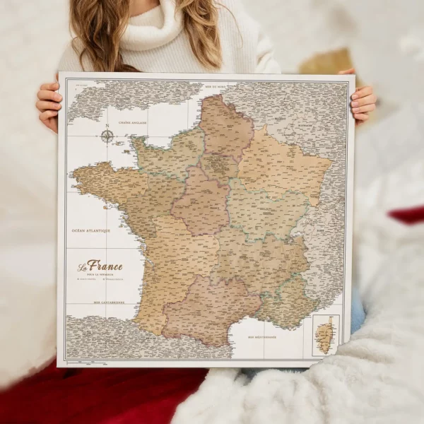 Frankreichkarte Cream Multicolor