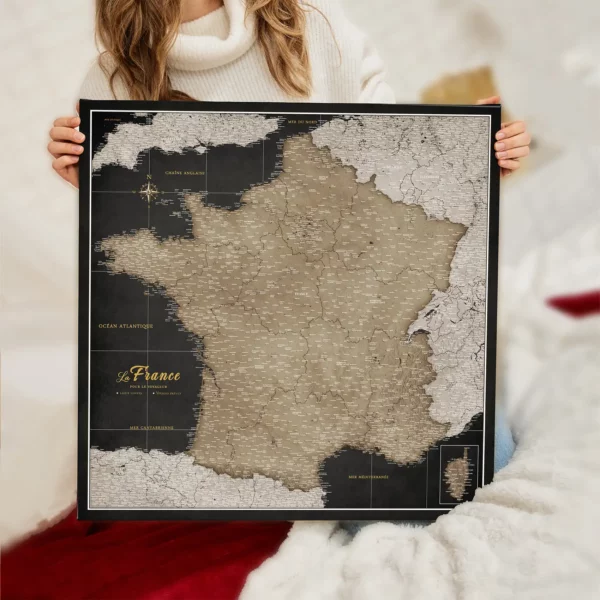 Frankreichkarte Golden Starry Night