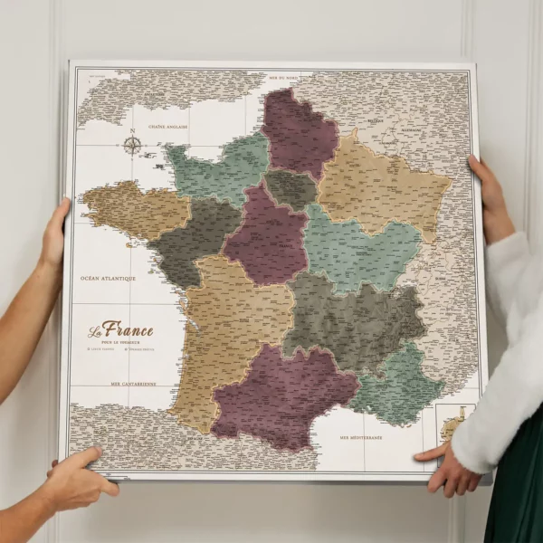 Frankreichkarte Modern Olive Safari