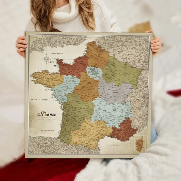 Frankreichkarte Multicolor Plains