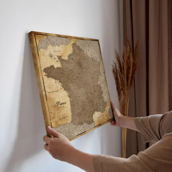 Frankreichkarte Retro Brown Desert
