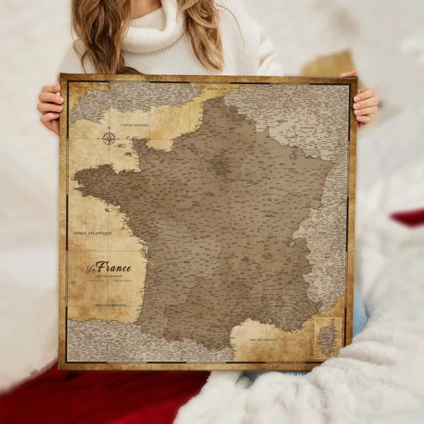 Frankreichkarte Retro Brown Desert