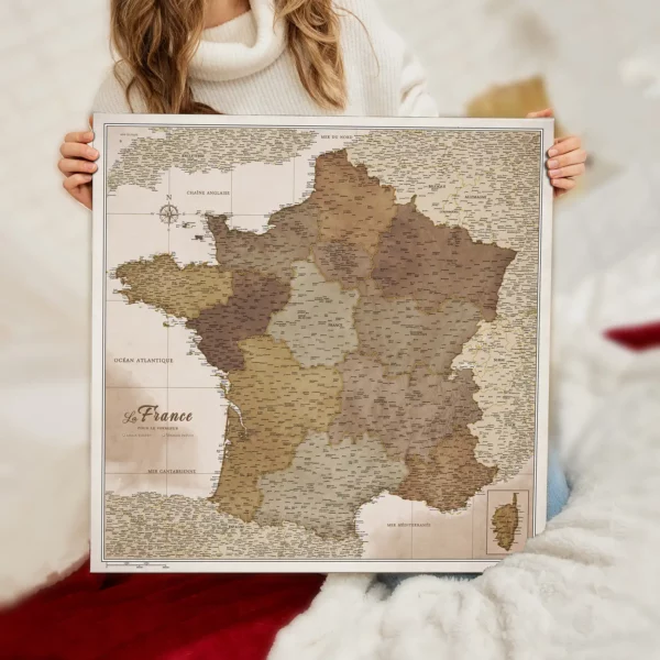 Frankreichkarte Vintage Earthy Meadows