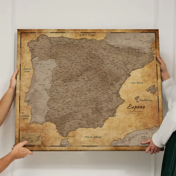 Korkkarte von Spanien Retro Brown Desert