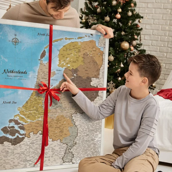 Niederlandekarte Blue Shades of brown