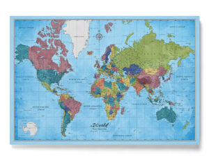 Eine stilvolle Weltkarte aus Kork als Familienchronik